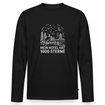  Mein Hotel Hat 1000 Sterne Camping Zelt - Männer Premium Bio Langarmshirt - Schwarz - Vorne - Nico (187cm)
