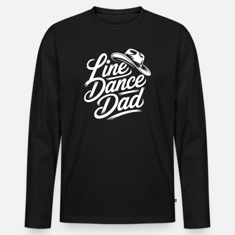 Line Dance Dad - Männer Premium Bio Langarmshirt - Schwarz