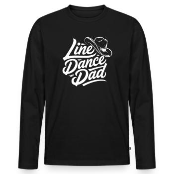 Line Dance Dad Cowboy Hat Design - Men's Premium Organic Long Sleeve Shirt - black - Front - Nico (187cm)