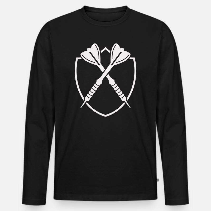 Darts Shield Cross – Precision Symbol - Men's Premium Organic Long Sleeve Shirt - black