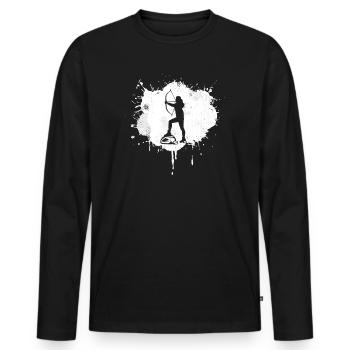 Bogenschütze Skizze - Männer Premium Bio Langarmshirt - Schwarz - Vorne - Nico (187cm)