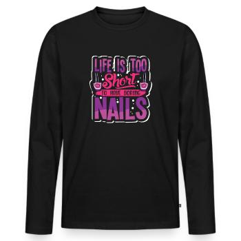 Designer de manucures Salon de manucure cosmétiques - T-shirt manches longues Premium bio Homme - noir - Devant - Nico (187cm)