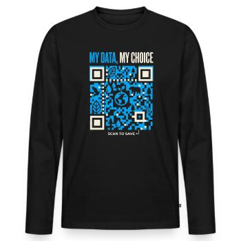 Mes données : mon choix - T-shirt manches longues Premium bio Homme - noir - Devant - Nico (187cm)