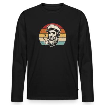 Capitaine Rétro Plaisancier Marin Marin - T-shirt manches longues Premium bio Homme - noir - Devant - Nico (187cm)