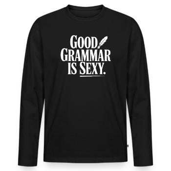 Gute Grammatik ist sexy - Männer Premium Bio Langarmshirt - Schwarz - Vorne - Nico (187cm)