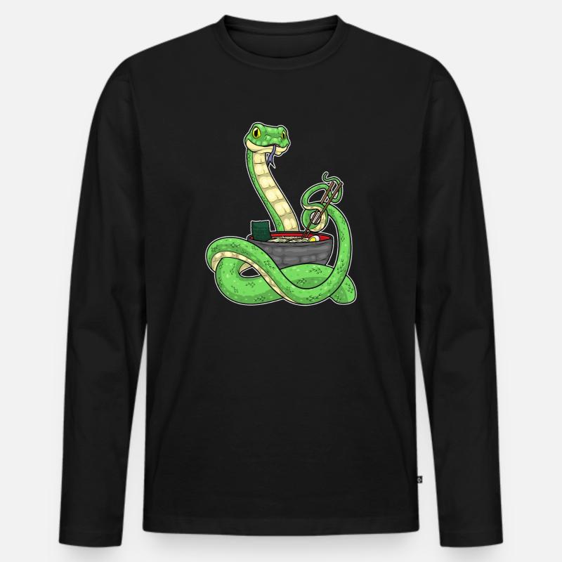 Schlange Koch Ramen Kochen - Männer Premium Bio Langarmshirt - Schwarz