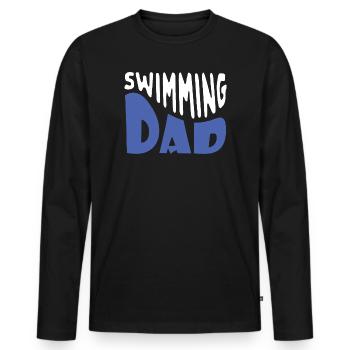 Papa de la natation - T-shirt manches longues Premium bio Homme - noir - Devant - Nico (187cm)