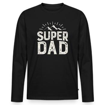 Super Papa Aventure à la Montagne - T-shirt manches longues Premium bio Homme - noir - Devant - Nico (187cm)