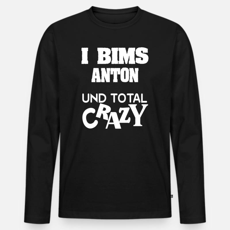 Crazy Anton - Männer Premium Bio Langarmshirt - Schwarz