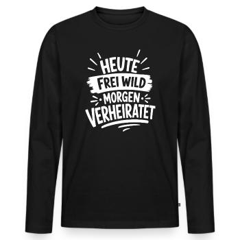 Morgen Verheiratet JGA - Männer Premium Bio Langarmshirt - Schwarz - Vorne - Nico (187cm)