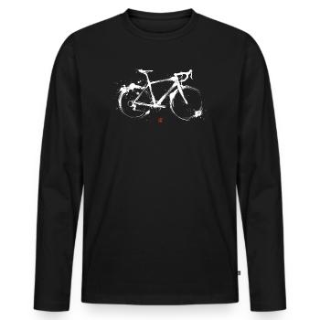 Rennrad Tusche Kunst Illustration Radsport - Männer Premium Bio Langarmshirt - Schwarz - Vorne - Nico (187cm)