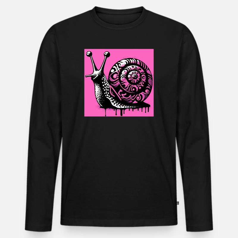 Schnecke - Männer Premium Bio Langarmshirt - Schwarz