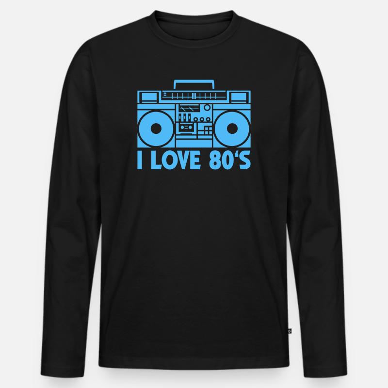 80er Boombox Statement - Männer Premium Bio Langarmshirt - Schwarz