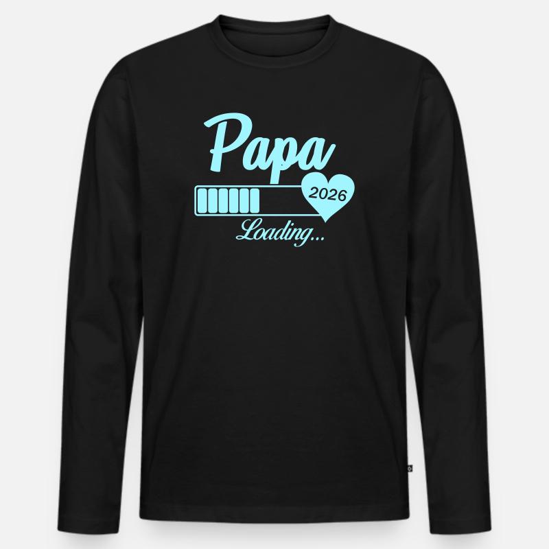 Papa Loading 2026 Herz - Männer Premium Bio Langarmshirt - Schwarz