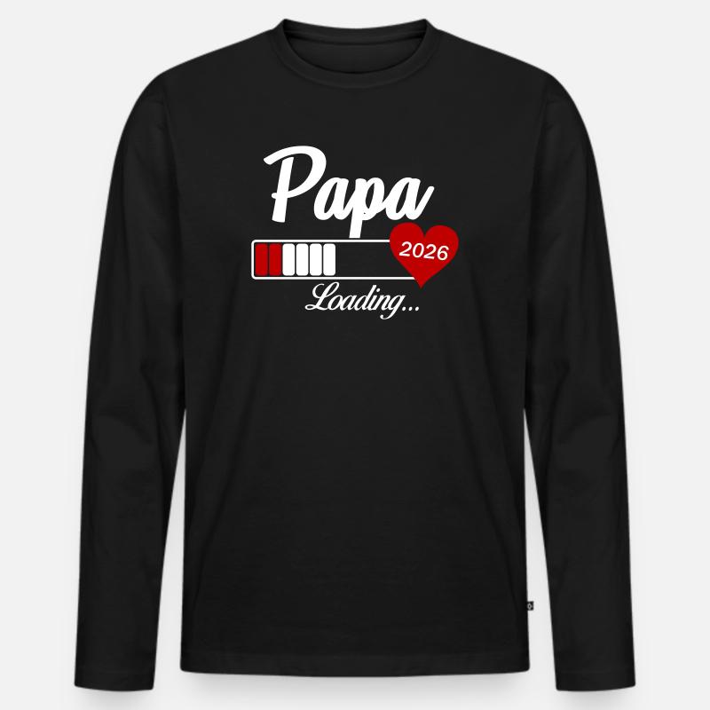Papa Loading 2026 - Männer Premium Bio Langarmshirt - Schwarz