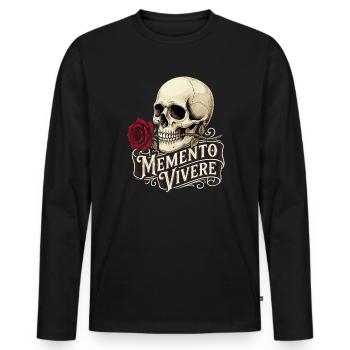 Memento Vivere - Männer Premium Bio Langarmshirt - Schwarz - Vorne - Nico (187cm)