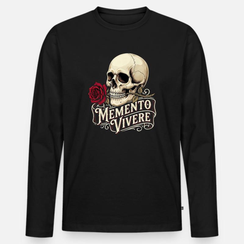Memento Vivere - Männer Premium Bio Langarmshirt - Schwarz