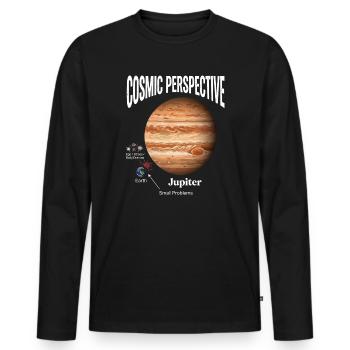 Cosmic Perspective - Männer Premium Bio Langarmshirt - Schwarz - Vorne - Nico (187cm)