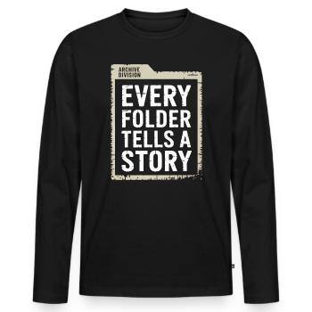 Chaque dossier raconte une histoire - T-shirt manches longues Premium bio Homme - noir - Devant - Nico (187cm)