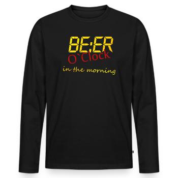 Beer O’Clock Morning  - Männer Premium Bio Langarmshirt - Schwarz - Vorne - Nico (187cm)