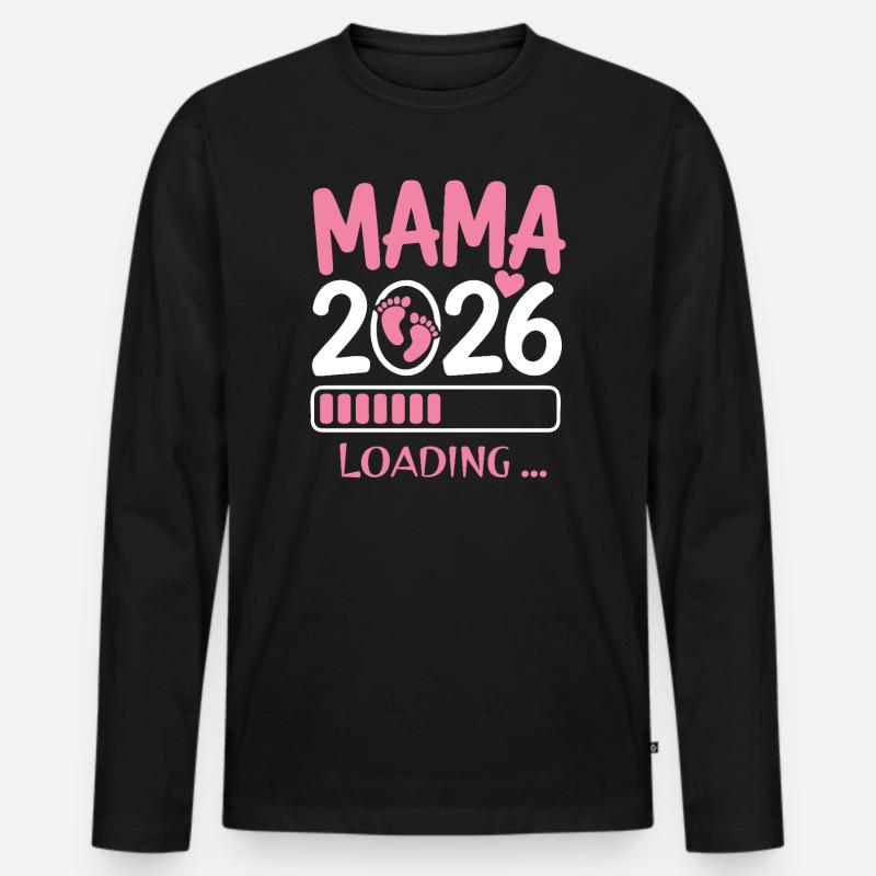 Mama 2026 Schwanger - Männer Premium Bio Langarmshirt - Schwarz