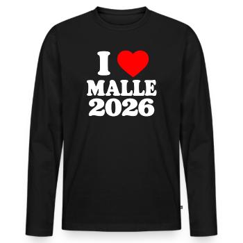 I love Malle 2026 - Men's Premium Organic Long Sleeve Shirt - black - Front - Nico (187cm)