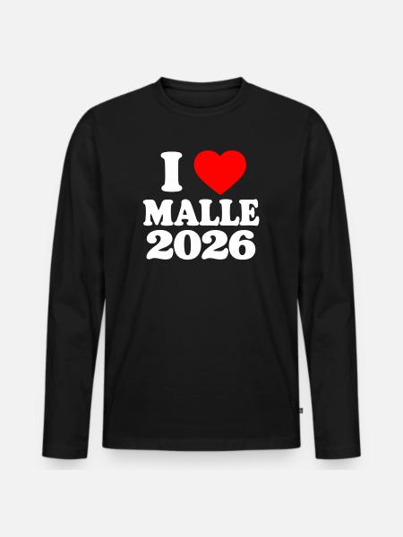 I love Malle 2026 - Men's Premium Organic Long Sleeve Shirt - black