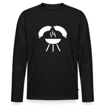 Griller - T-shirt manches longues Premium bio Homme - noir - Devant - Nico (187cm)