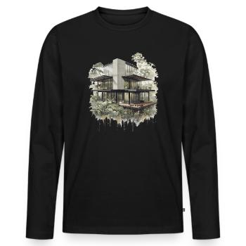 Verloren in Dschungel Moderne Villa - Männer Premium Bio Langarmshirt - Schwarz - Vorne - Nico (187cm)