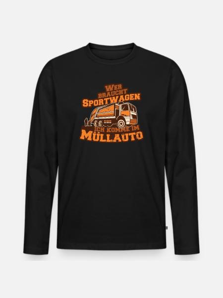 Müllauto Spruch - Männer Premium Bio Langarmshirt - Schwarz