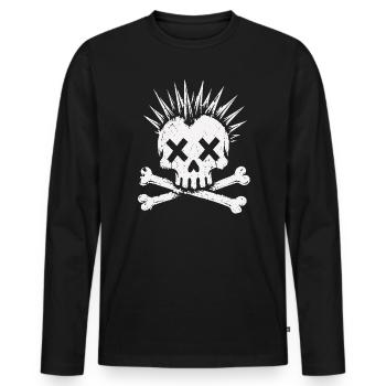 Punk Skull Mohawk Rock Alternative Shirt - T-shirt manches longues Premium bio Homme - noir - Devant - Nico (187cm)
