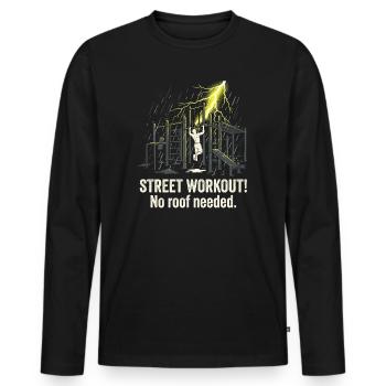 Calisthenics Street Workout - Männer Premium Bio Langarmshirt - Schwarz - Vorne - Nico (187cm)