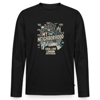 Londres : mon quartier - T-shirt manches longues Premium bio Homme - noir - Devant - Nico (187cm)