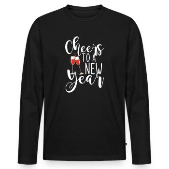Prost auf ein neues Jahr - Männer Premium Bio Langarmshirt - Schwarz - Vorne - Nico (187cm)