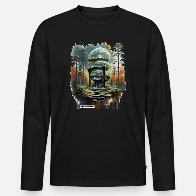 Raum in Woods Dome - Männer Premium Bio Langarmshirt - Schwarz