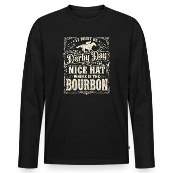 Derby Day Bourbon Hat Design - Männer Premium Bio Langarmshirt - Schwarz - Vorne - Nico (187cm)
