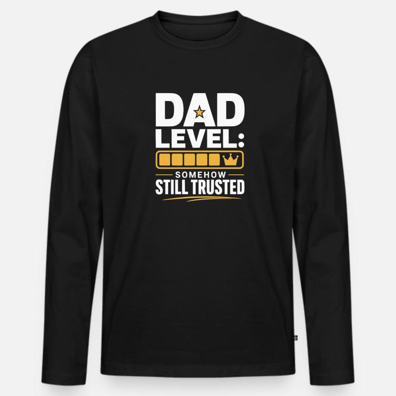 Dad Level: Immer noch vertraut - Männer Premium Bio Langarmshirt - Schwarz