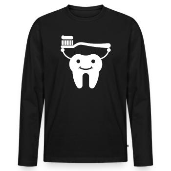 Tooth with toothbrush and toothpaste - Men's Premium Organic Long Sleeve Shirt - black - Front - Nico (187cm)