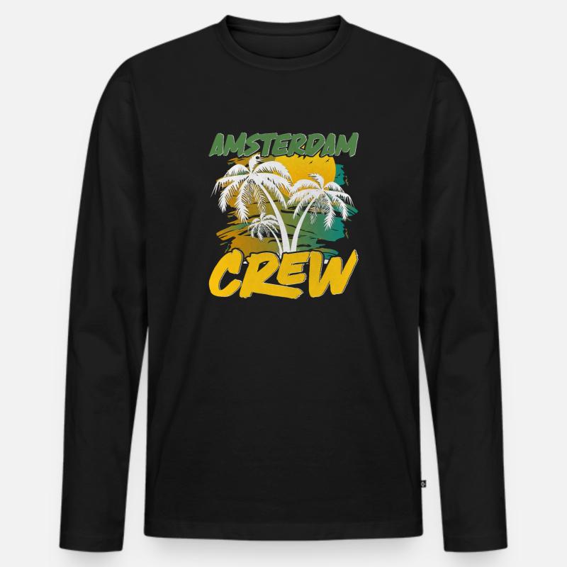 Amsterdam Crew - Männer Premium Bio Langarmshirt - Schwarz