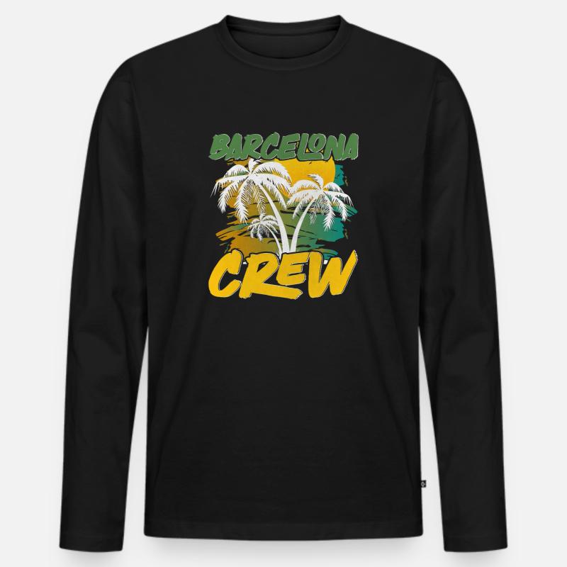 Barcelona Crew - Männer Premium Bio Langarmshirt - Schwarz