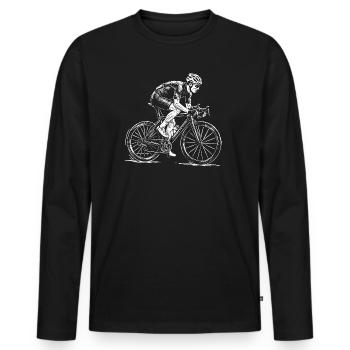 Rennradfahrer Skizze – Radsport Geschenk - Männer Premium Bio Langarmshirt - Schwarz - Vorne - Nico (187cm)