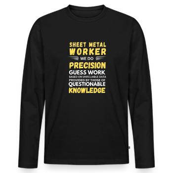 Définition du travailleur en tôlerie - Artisan drôle - T-shirt manches longues Premium bio Homme - noir - Devant - Nico (187cm)