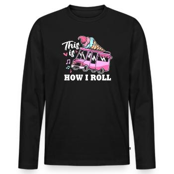 Eisdiele Eiswagen Eis Eiscreme - Männer Premium Bio Langarmshirt - Schwarz - Vorne - Nico (187cm)