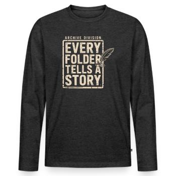 Every Folder Tells a Story - Men's Premium Organic Long Sleeve Shirt - heather anthracite - Front - Nico (187cm)