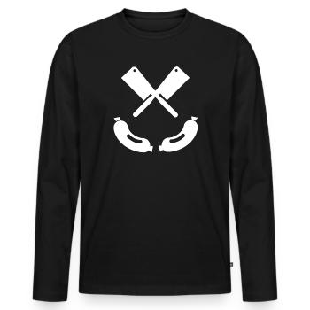 Boucher - T-shirt manches longues Premium bio Homme - noir - Devant - Nico (187cm)