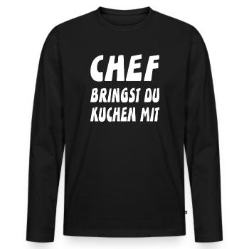 Chef - Männer Premium Bio Langarmshirt - Schwarz - Vorne - Nico (187cm)