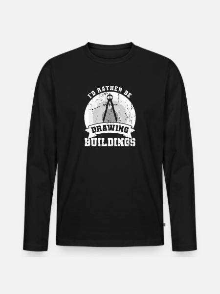 I'd rather draw buildings - Men's Premium Organic Long Sleeve Shirt - black
