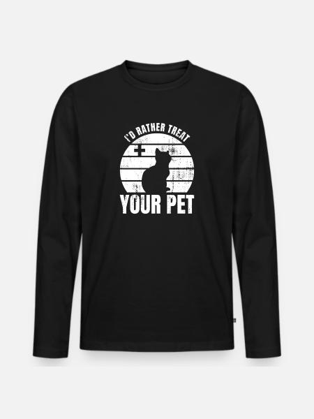 I would rather treat pets - Men's Premium Organic Long Sleeve Shirt - black