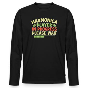 Funny Harmonica Player In Progress Harmonica - Männer Premium Bio Langarmshirt - Schwarz - Vorne - Nico (187cm)