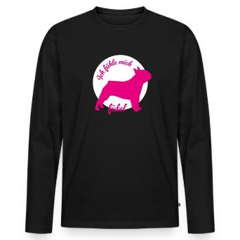 Pug fidel circle dogs humor office life animal love - Men's Premium Organic Long Sleeve Shirt - black - Front - Nico (187cm)
